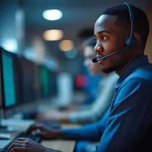 A Man working at Censitech Help Desk.